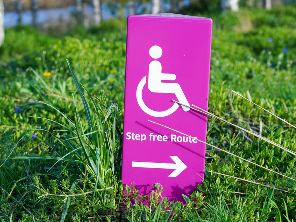 Step Free Route sign on grass :(